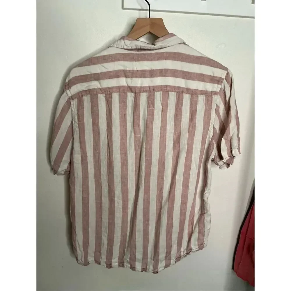 Madewell Easy Fit Button Down | Pink and White in Small